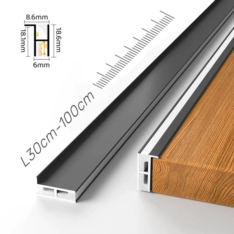 Lámpara de Capa de Gabinete LED Decorbites™: Perfiles de Aluminio Ultradelgados, Luz Trasera Arriba y Abajo, Tablero de 18 mm.