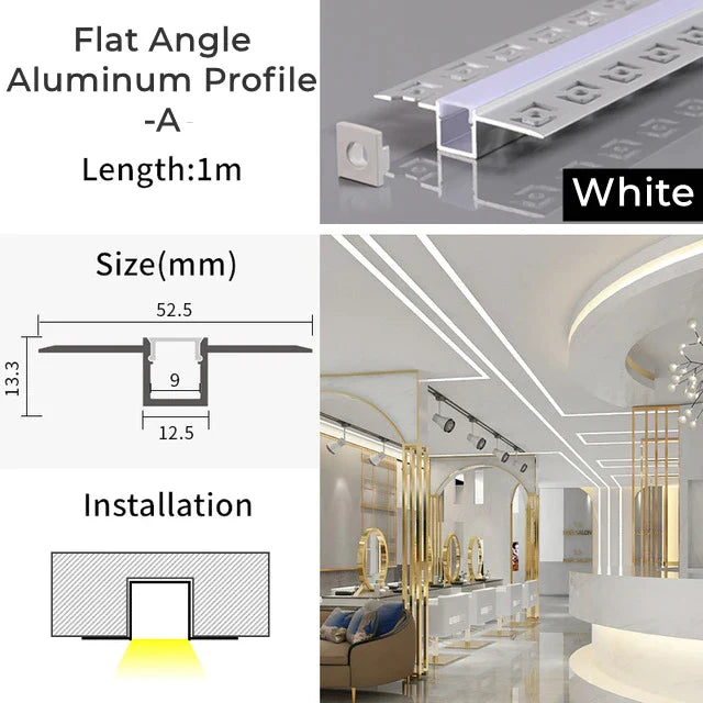 DecorBites™ 1M Frameless Embedded LED Aluminum Profile for Linear Strip Lights