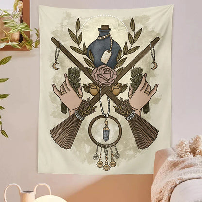 DecorBites™ Baphomet Tarot Witchcraft Tapestry: Mysterious Occult Moon Wall Decor