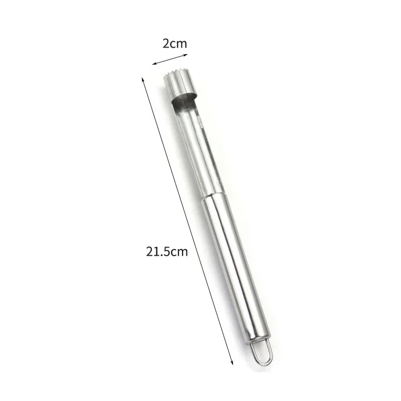 Cuchillo rebanador y quitacorazones de frutas DecorBites™, acero inoxidable, para manzanas, peras y dátiles.