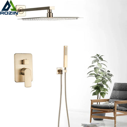 مجموعة حنفية دش مطرية من DecorBites™ مقاس 8 بوصات مع دش يدوي، وحنفية خلاط بمقبض واحد