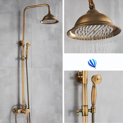 مجموعة دش DecorBites™ من النحاس العتيق مع دش يدوي، وصنبور رافعة لتساقط الأمطار
