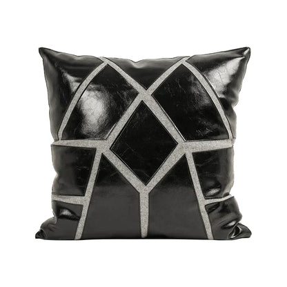 DecorBites™ Leather Patch Embroidery Cushion Cover: Modern Luxury Pillow Case for Sofa