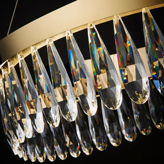 DecorBites™ Golden Crystal Stainless Steel Chandelier for Dining Room