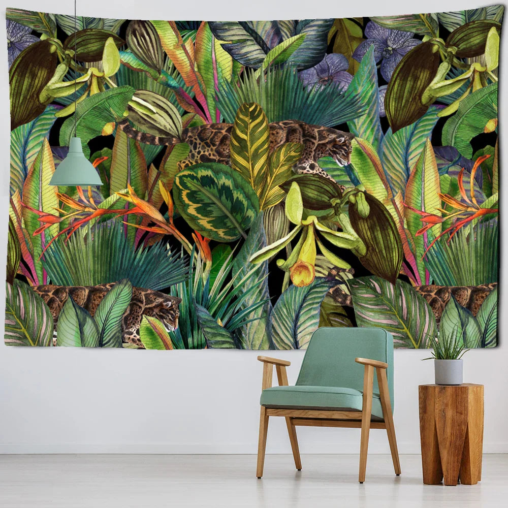 Decobites Tropical Rainforest Animal World Tapestry Wall Hanging