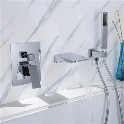 DecorBites™ Gold Bathtub Shower Faucet Set with Handheld Waterfall & Mixer Tap