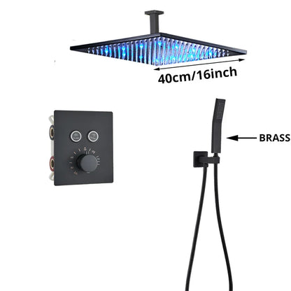 DecorBites™ Gold Thermostatic Rainfall Shower Faucet Mixer Set for Bathroom with Ceiling Wall Mount