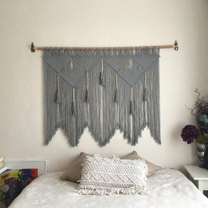 Woven Macrame Wall Hanging Tapestry Handmade Cotton Boho Rom Decor for Decobites