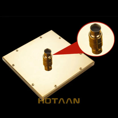 Ducha de techo tipo lluvia cuadrada dorada DecorBites™ de cobre para baño