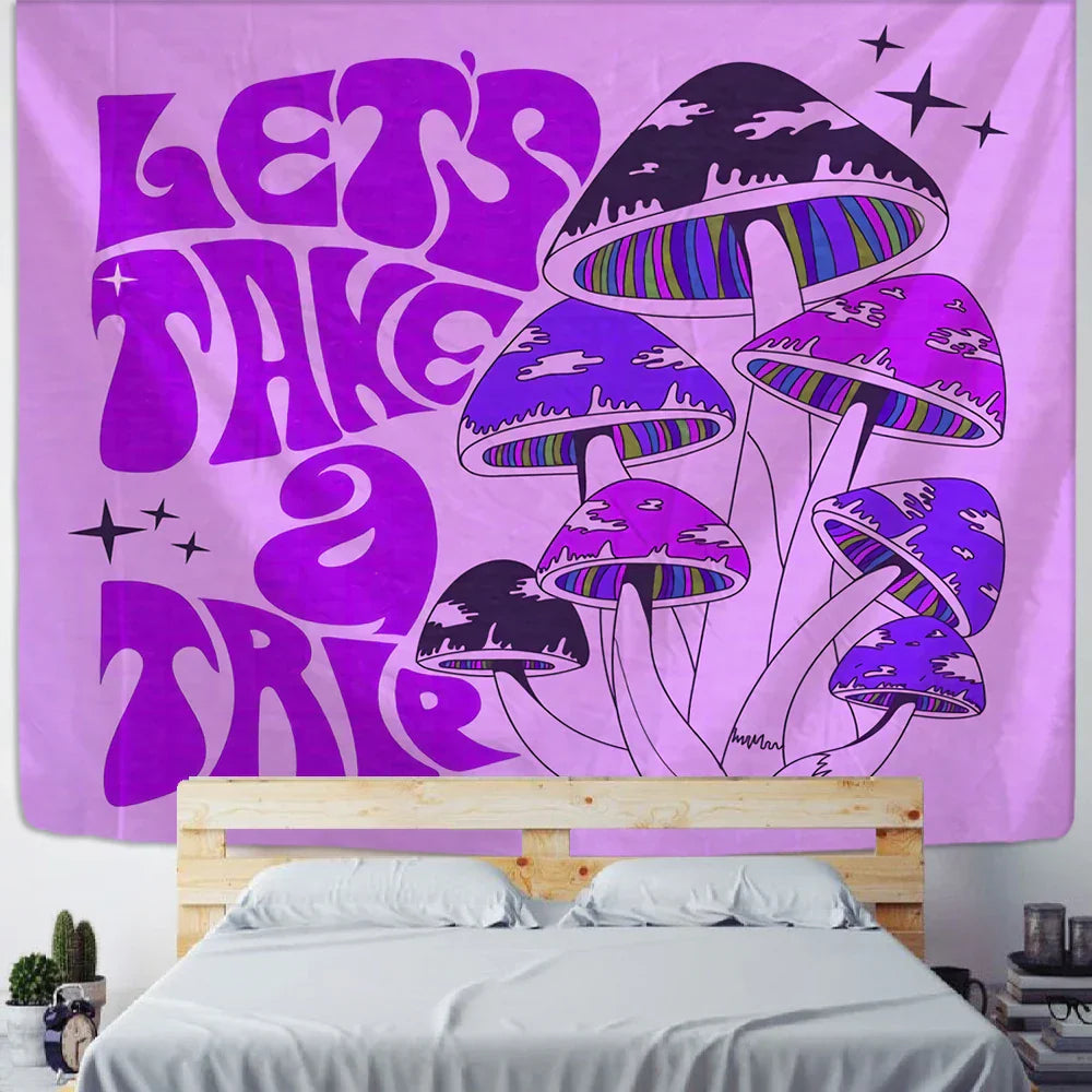 Decobites Psychedelic Mushroom Tapestry Wall Hanging for Boho Witchy Vibes