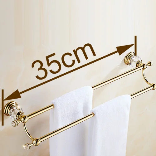 Barra doble para toallas DecorBites™ Crystal Gold para baño, 60 cm de largo
