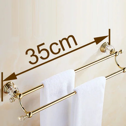 Barra doble para toallas DecorBites™ Crystal Gold para baño, 60 cm de largo