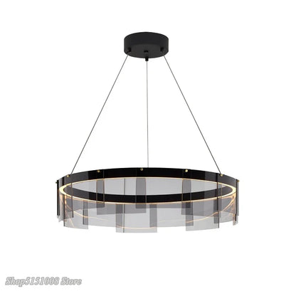 DecorBites™ LED Glass Ring Pendant Lights: Modern Iron Art Hanging Lamps for Home Décor