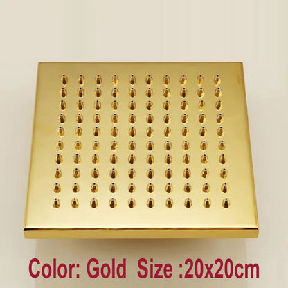 Ducha de techo tipo lluvia cuadrada dorada DecorBites™ de cobre para baño