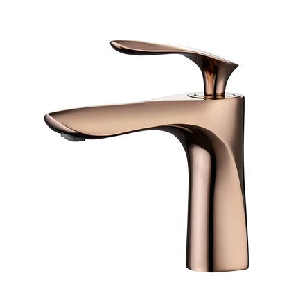 Decorbites™ Grifo de Lavabo Dorado con Asa Única Mezclador de Agua Caliente y Fría Montaje en Cubierta