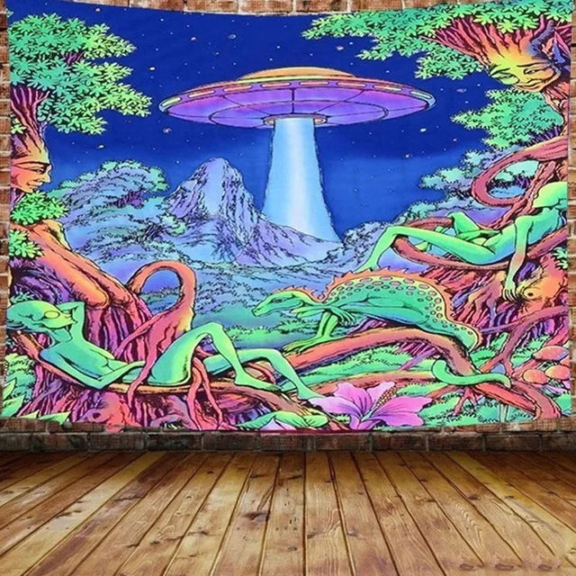 Decobites Illusory Mushroom Art Tapestry - Colorful Hippie Wall Hanging