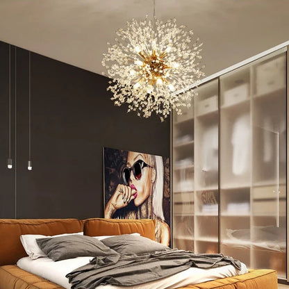 Modern Dandelion Starburst Pendant Light In Chrome