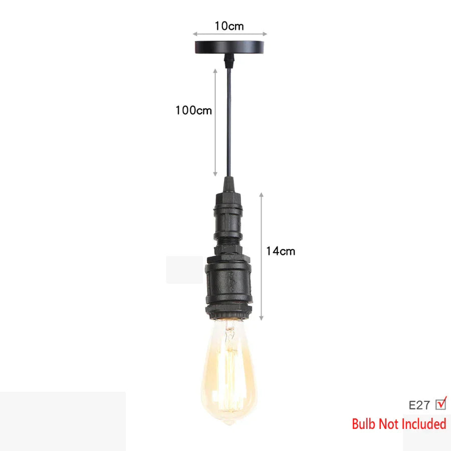 DecorBites™ Iron Pipe Pendant Lights Holder Retro Loft Indoor Ceiling Hanging Lamp