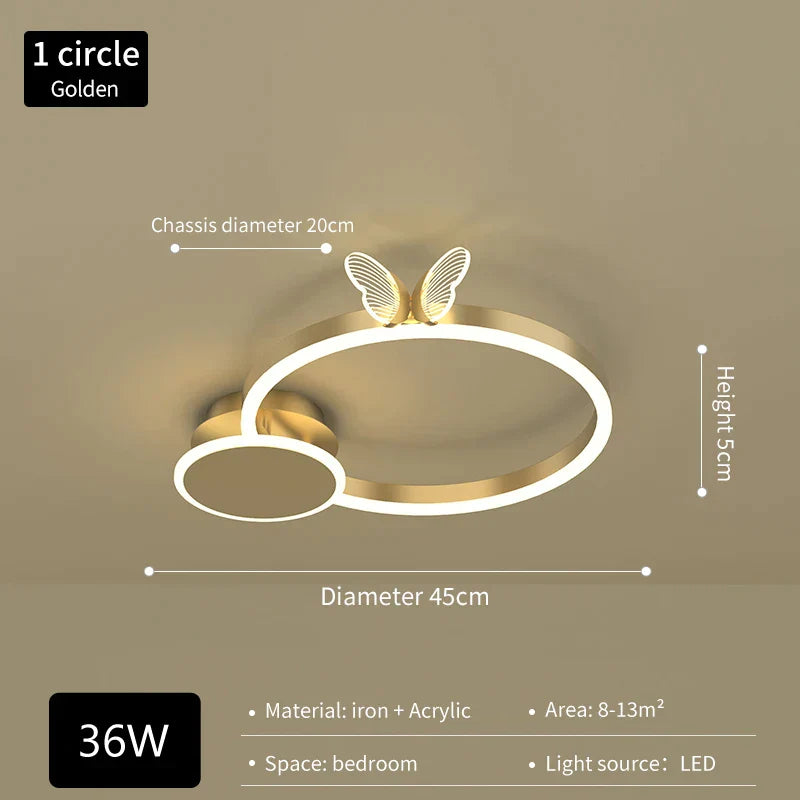 Lámpara de techo redonda moderna DecorBites™ Butterfly Light para una sala de estar luminosa y lujosa, nuevo modelo 2024