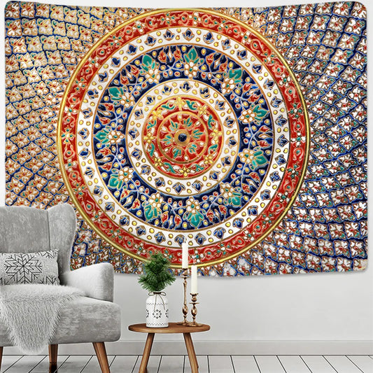 Decobites Floral Boho Mandala Tapestry Wall Hanging Hippie Psychedelic Carpet