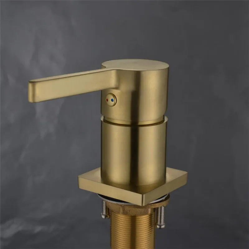DecorBites™ Brushed Gold Basin Faucet: 360 Rotating Two Hole Widespread Bathroom Sink Tap