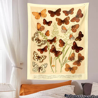 Decobites Butterfly Botanical Tapestry Wall Hanging Vintage Aesthetic Room Decor Mural Tapiz