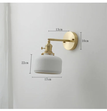 DecorBites™ Copper Ceramic Wall Sconce Pull Chain LED Wall Light