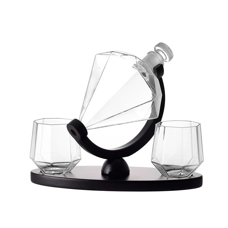 DecorBites™ Globe Whiskey Decanter Set with Crystal Glasses - Lead-Free Hand-Blown Whisky Carafe