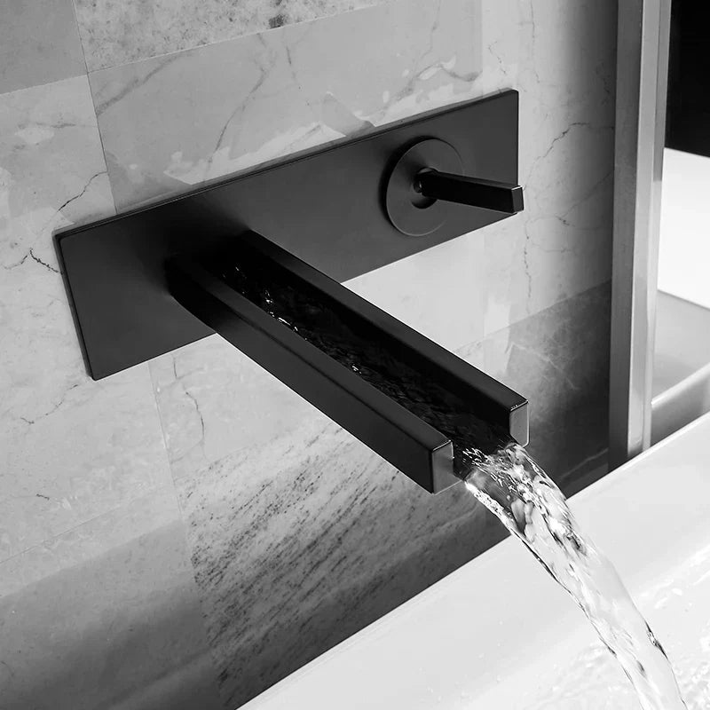 DecorBites™ Dual Handle Wall Mounted Brass Basin Faucet Silver Mixer Tap