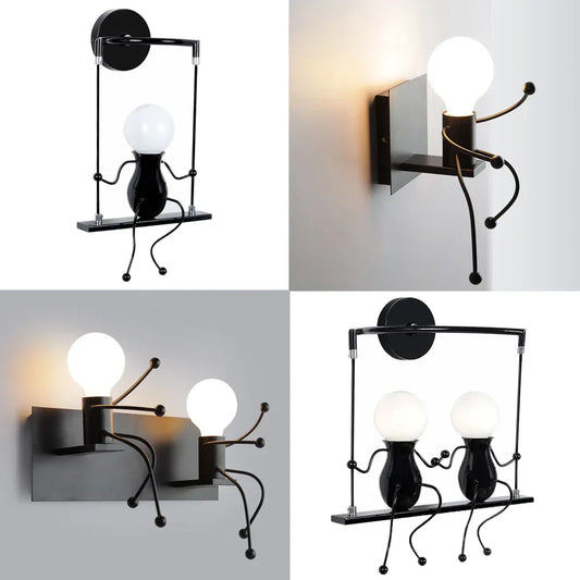 Aplique de pared LED creativo DecorBites™ para interiores, estilo moderno, de hierro, casquillo E27