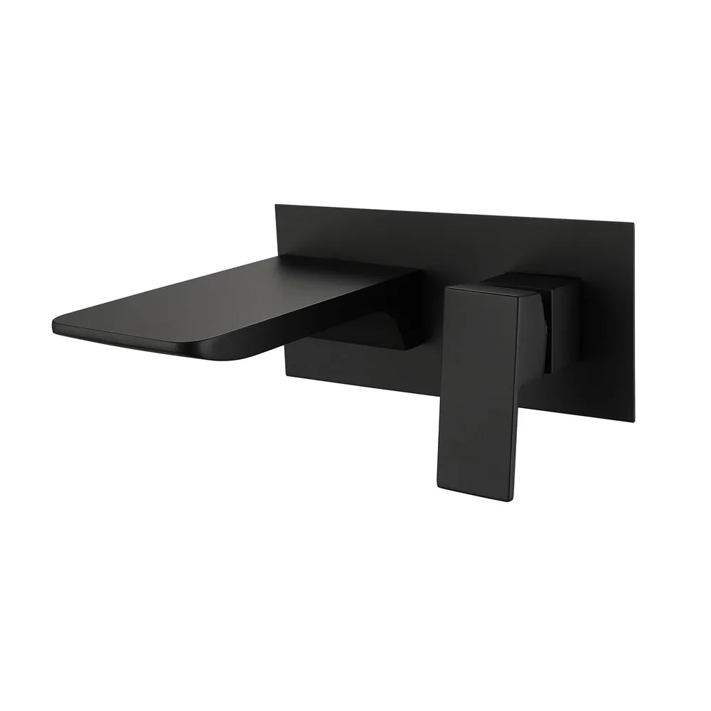 صنبور حوض خلاط من DecorBites™ Blanoir من النحاس الصلب مثبت في الحائط باللون الأسود والذهبي المصقول