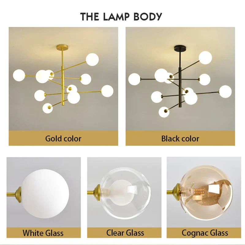 ثريا DecorBites™ G9 LED باللونين الأسود والذهبي لغرفة المعيشة وغرفة النوم وإضاءة معلقة حديثة