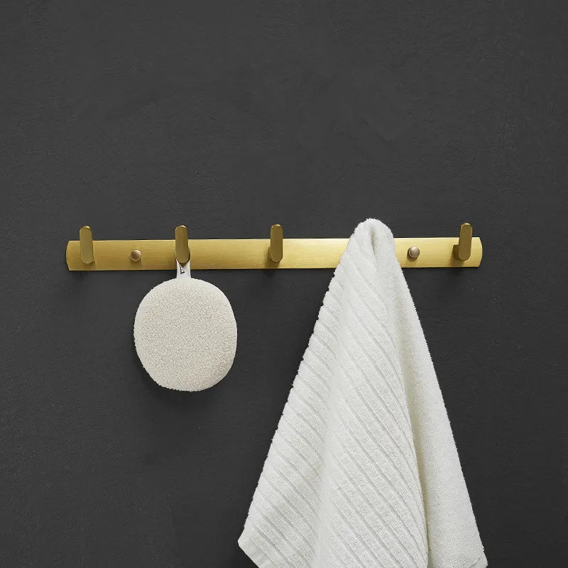 DecorBites™ Brushed Gold Aluminum Robe Hooks Set for Bathroom and Kitchen