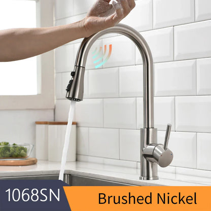 DecorBites™ Gold Sensor Kitchen Faucet Stainless Steel Smart Touch Control Sink Tap