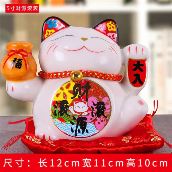DecorBites™ Ceramic Maneki Neko Piggy Bank: Creative Home Decor & Lucky Cat Business Gift