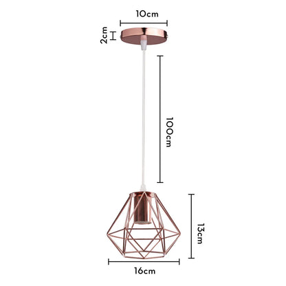 DecorBites™ Industrial Iron Cage Pyramid Pendant Lamp for Kitchen Bedroom Living Room