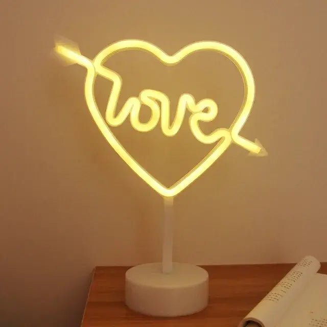 DecorBites™ USB LED Neon Sign Light Holiday Flamingo Night Lamp Xmas Party Wedding Decoration Home Gift cloud Heart