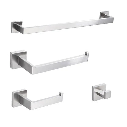 DecorBites™ Brushed Nickel Stainless Steel Bathroom Hardware Set - 4-Piece Accessory Kit