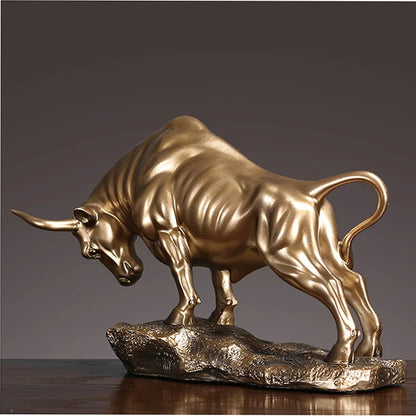DecorBites™ Bull Sculpture: Feng Shui Cattle Figurine for Office & Home Decor