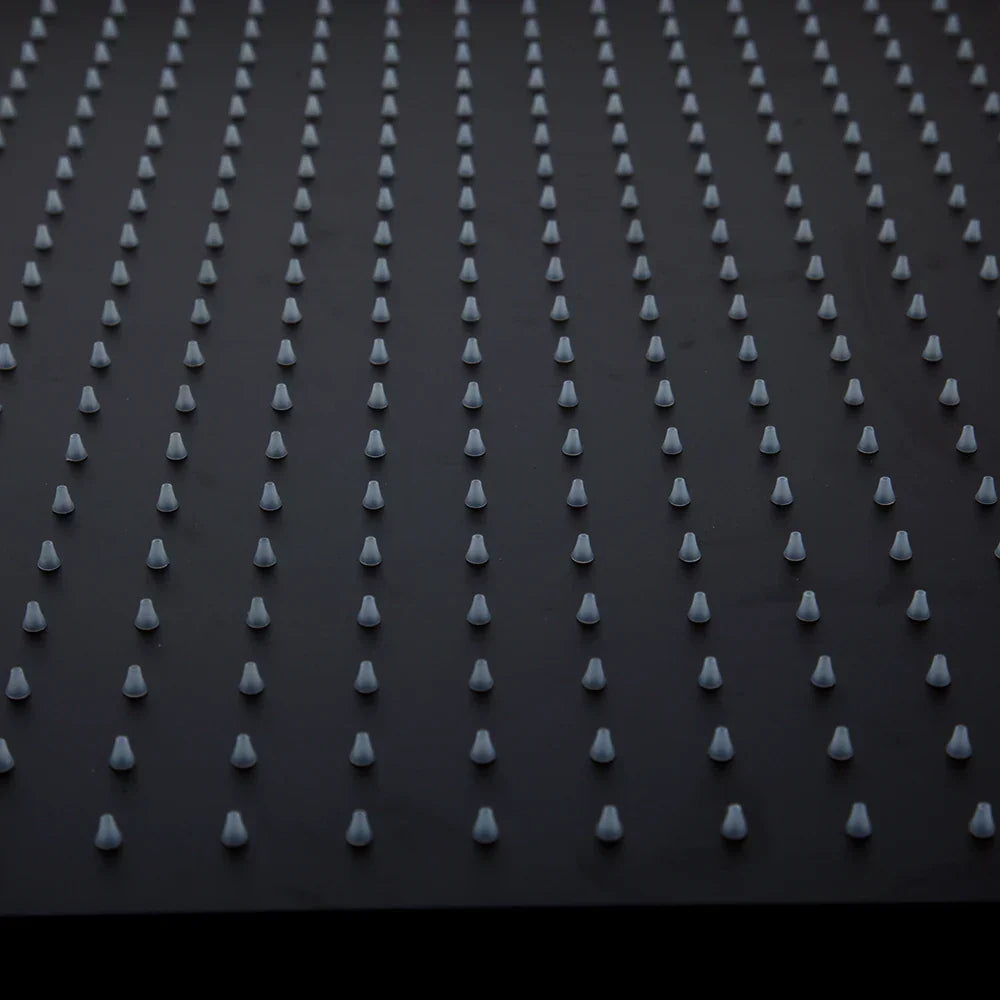 Cabezal de ducha cuadrado tipo lluvia DecorBites™ de 20 pulgadas, súper delgado, negro mate, de acero inoxidable