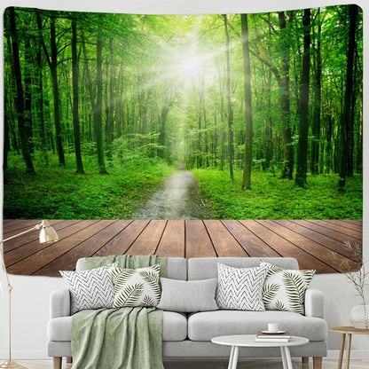 Decobites Woods View Tapestry Wall Hanging: Psychedelic Hippie Boho Living Room Decor