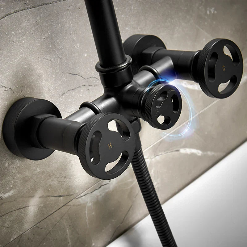 Conjunto de Ducha y Bañera de Oro Decorbites™ con Control Dual Montado en la Pared