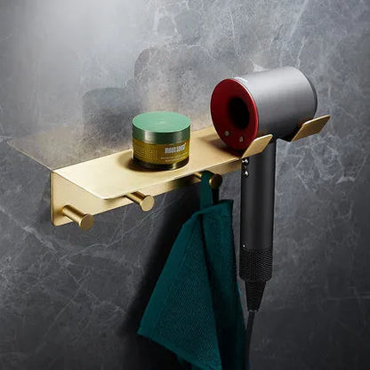 DecorBites™ Brass Bath Hardware Set: Shelf, Towel Rack, Paper & Toilet Brush Holder in Brushed Gold