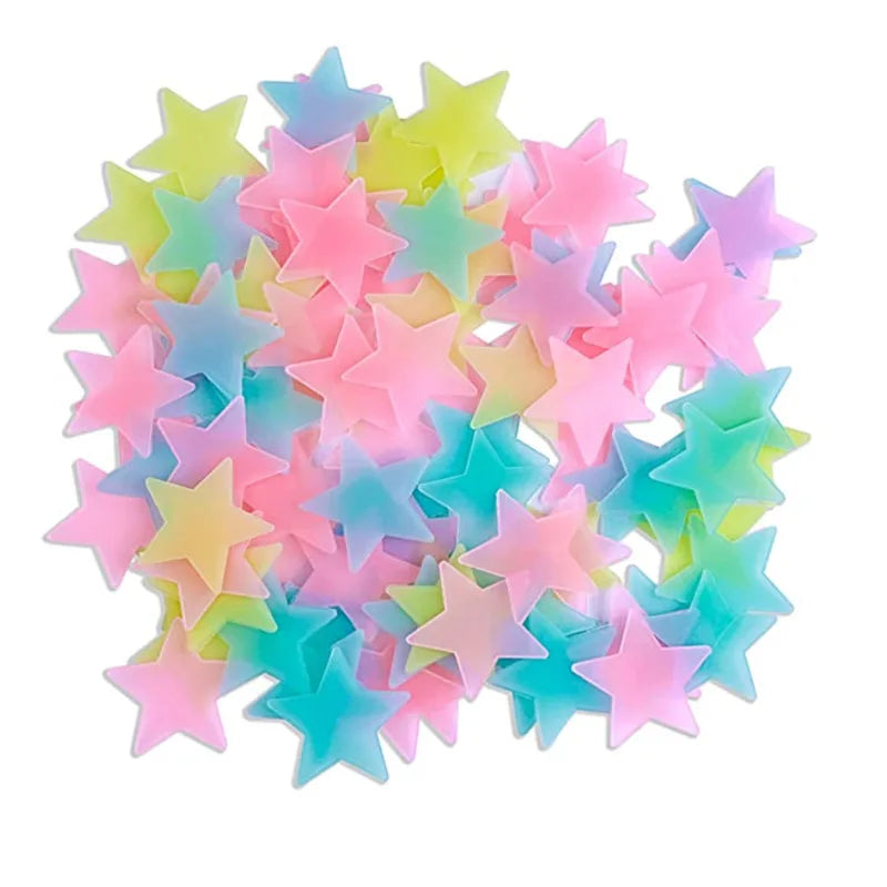 Pegatinas de pared de estrellas 3D que brillan en la oscuridad de DecorBites™ – Decoración luminosa fluorescente para el hogar