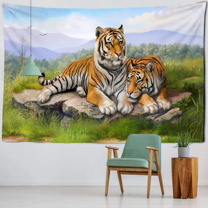 Decobites Tiger Tapestry Wall Art: Boho Chic Leopard Home Decor for Living Room