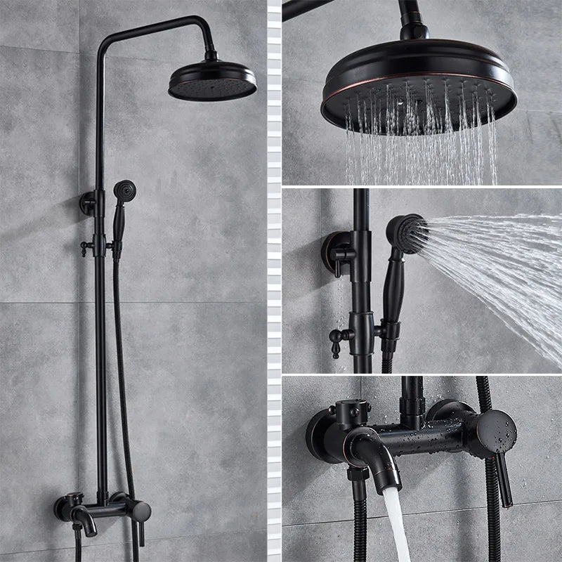 Juego de ducha DecorBites™ de latón con rociador tipo lluvia de 8" y grifo para bañera de pared