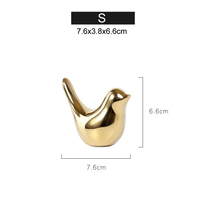 DecorBites™ Gold Camel Ceramic Figurines, Bird Ornaments, Home Decor Accessories