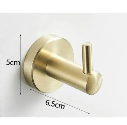 DecorBites™ Brushed Gold Stainless Steel Robe Hook Wall Mounted Bathroom Hardware Hanger