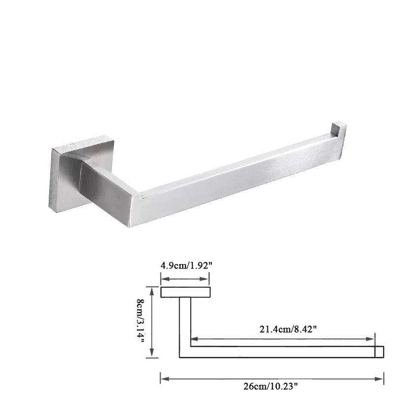 مجموعة أدوات الحمام من DecorBites™ المصنوعة من النيكل المصقول: خطاف رداء، سكة مناشف، رف بار، رف، حامل مناديل