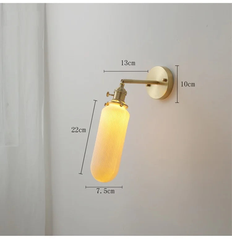 DecorBites™ Copper Ceramic Wall Sconce Pull Chain LED Wall Light
